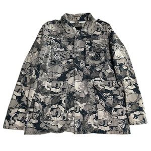 Hurley Women’s Military Camo Jacket Size Medium Floral Print Grey Navy Blue